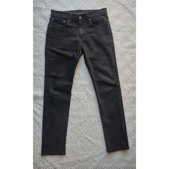 LEVIS 502 DARK BLACK WASH DENIM STRAIGHT LEG JEANS 31X32 (ACTUAL SIZE 31X30.5)